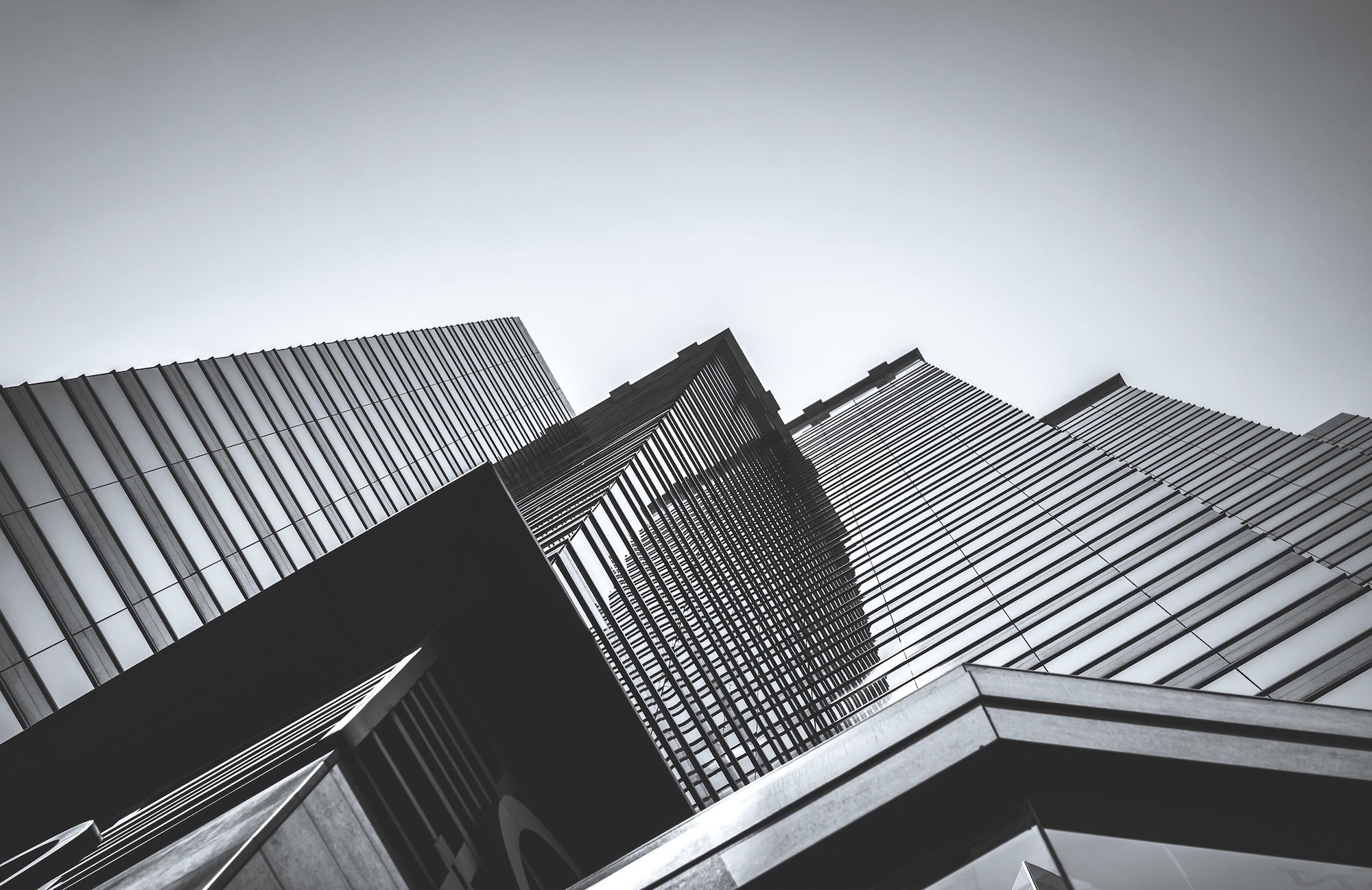 Hong Kong Commercial Building Close Up; Black and White style